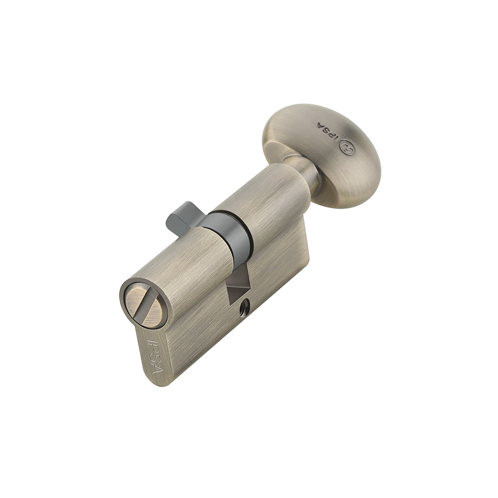 IPSA Euro Cylinder Lock One Side Coin & Knob 70mm Lock for Home, Office and Apartment Doors | Door Thickness 40-48 mm Antique Brass Finish